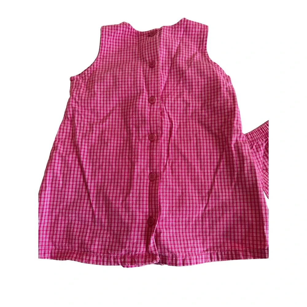 OshKosh B'gosh Dress Set Baby Girls 18M Pink Plaid‎ Vintage Gingham Bloomers 2pc